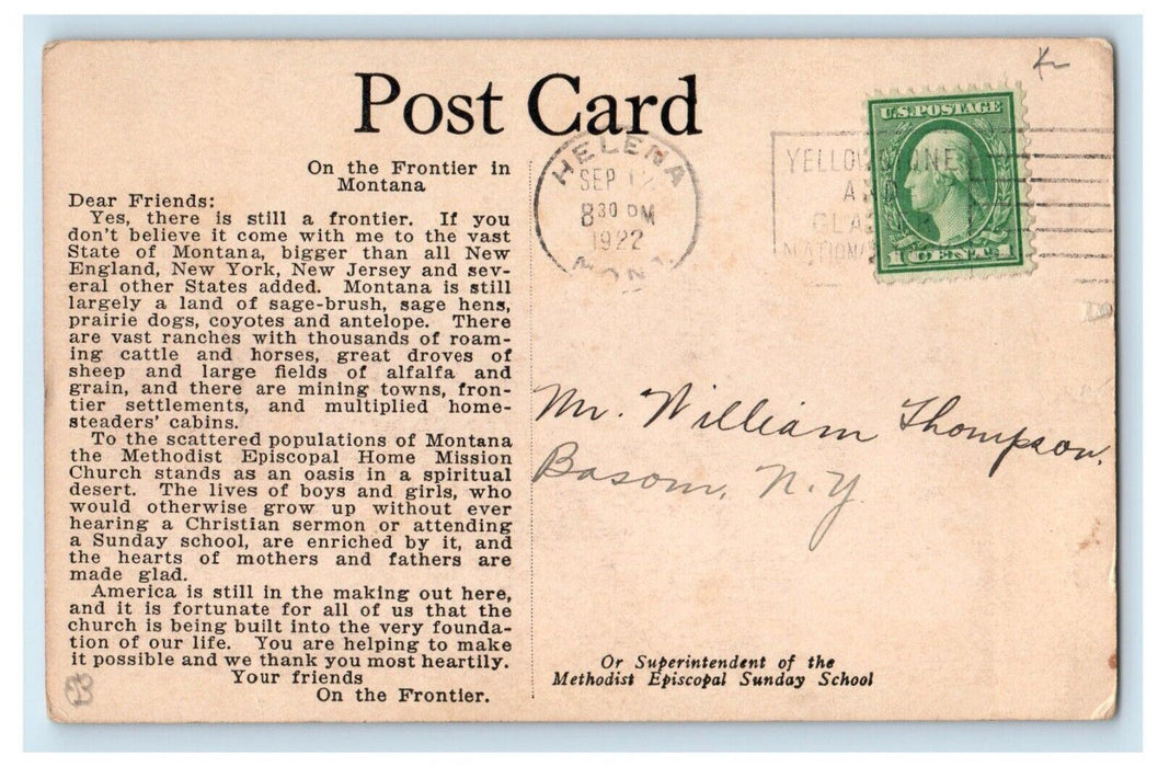 1922 Helena Montana Christian Missionary Sunday School Frontier House Postcard