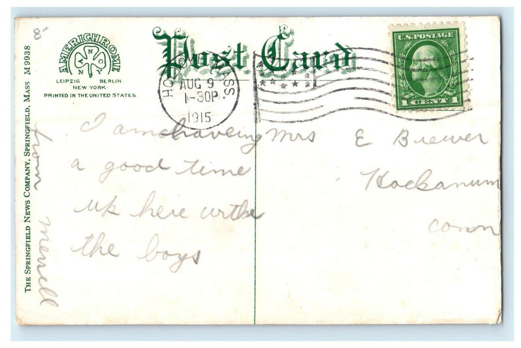 c1915 Water Flowing in Holyoke Dam, Holyoke, Massachusetts MA Antique Postcard