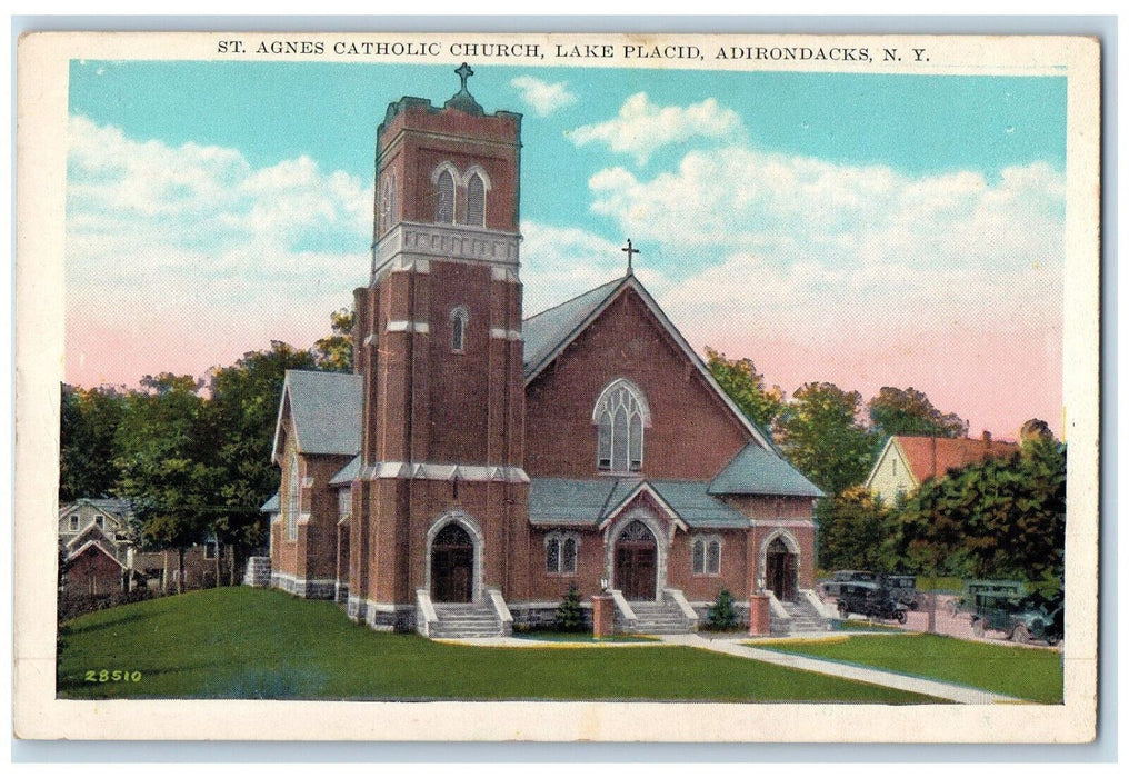c1920's St. Agnes Catholic Church, Lake Placid Adirondacks NY Postcard
