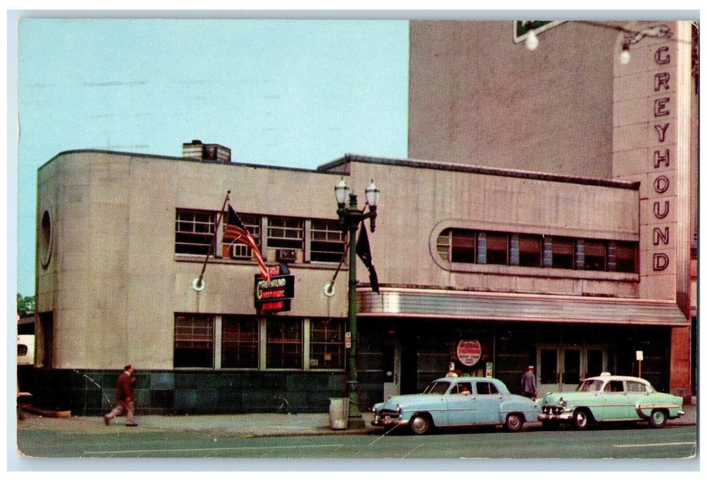 1957 Greyhound Bus Terminal Cars And Post House Buffalo New York NY Postcard