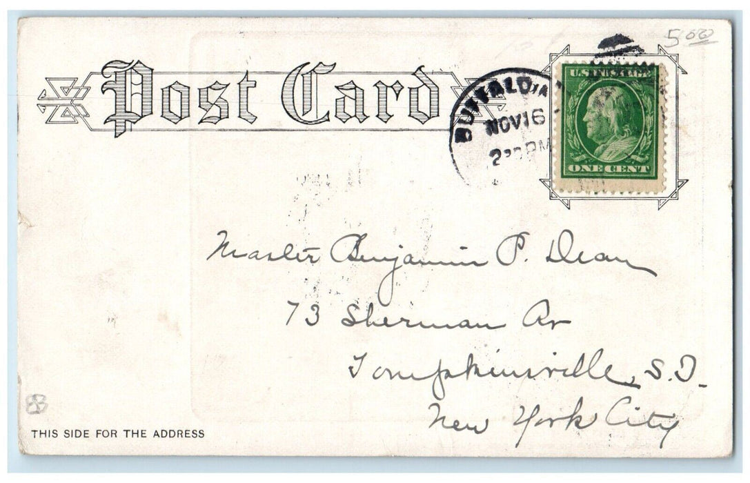 1911 Fire Boat Grattan At Jack Fire Bridge Buffalo New York NY Antique Postcard