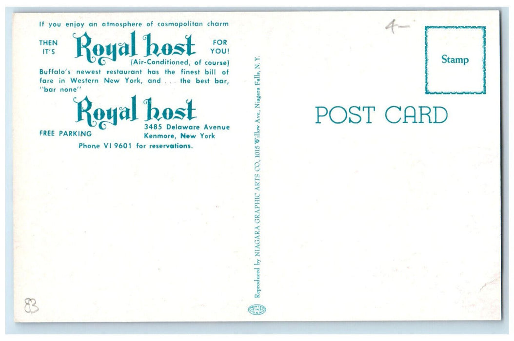 c1950's The Royal Host For You, Buffalo's Restaurant, Kenmore NY Postcard
