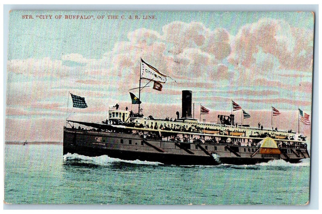 1907 STR. City Of Buffalo Of The C & B Line Buffalo NY, Steamer Ship Postcard