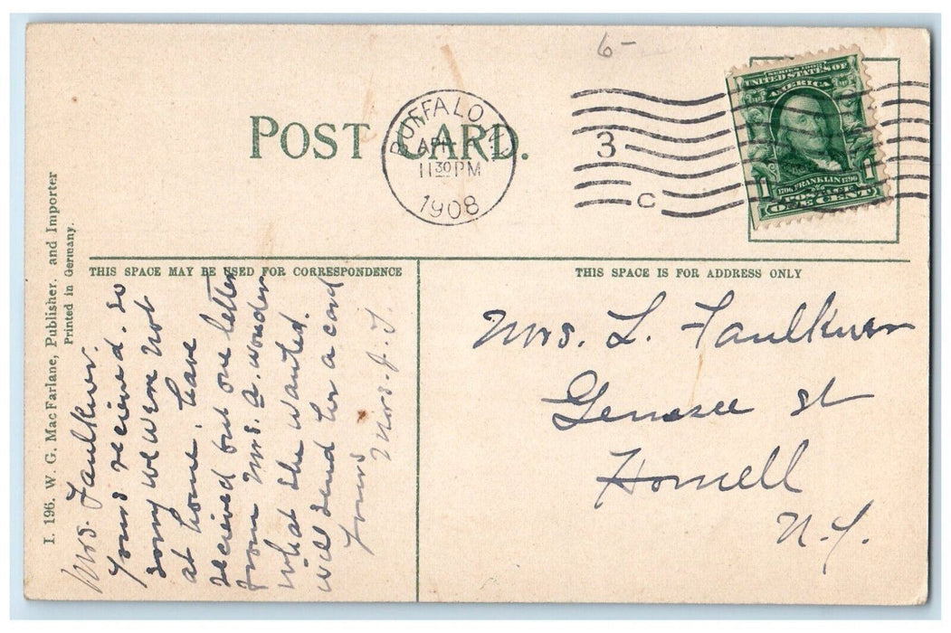 1908 Buffalo Harbor From Michigan Street Boats Buffalo New York NY Postcard