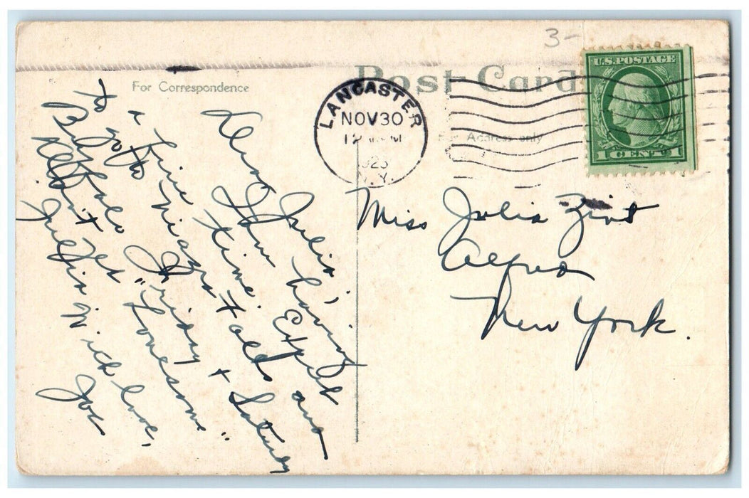 1923 Concrete Grain Elevator Harbor Buffalo New York NY, Steamer Ship Postcard