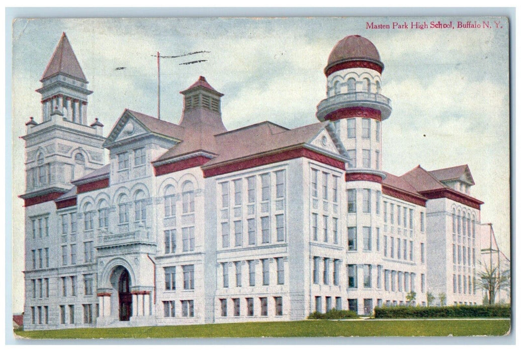1908 Masten Park High School Building Buffalo New York NY Antique Postcard