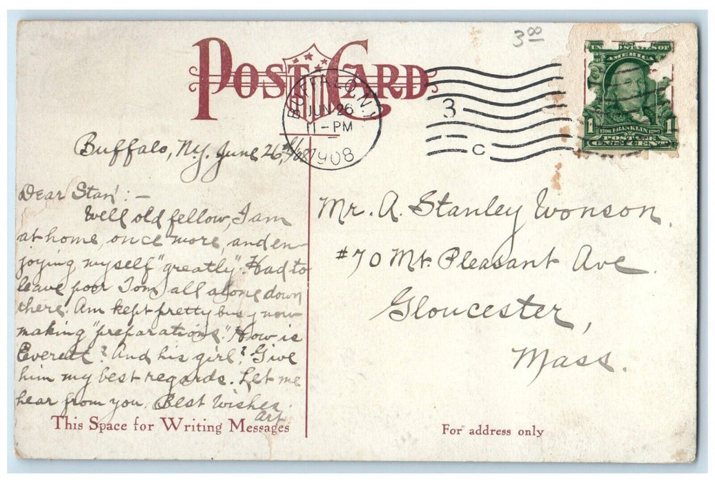 1908 Masten Park High School Building Buffalo New York NY Antique Postcard