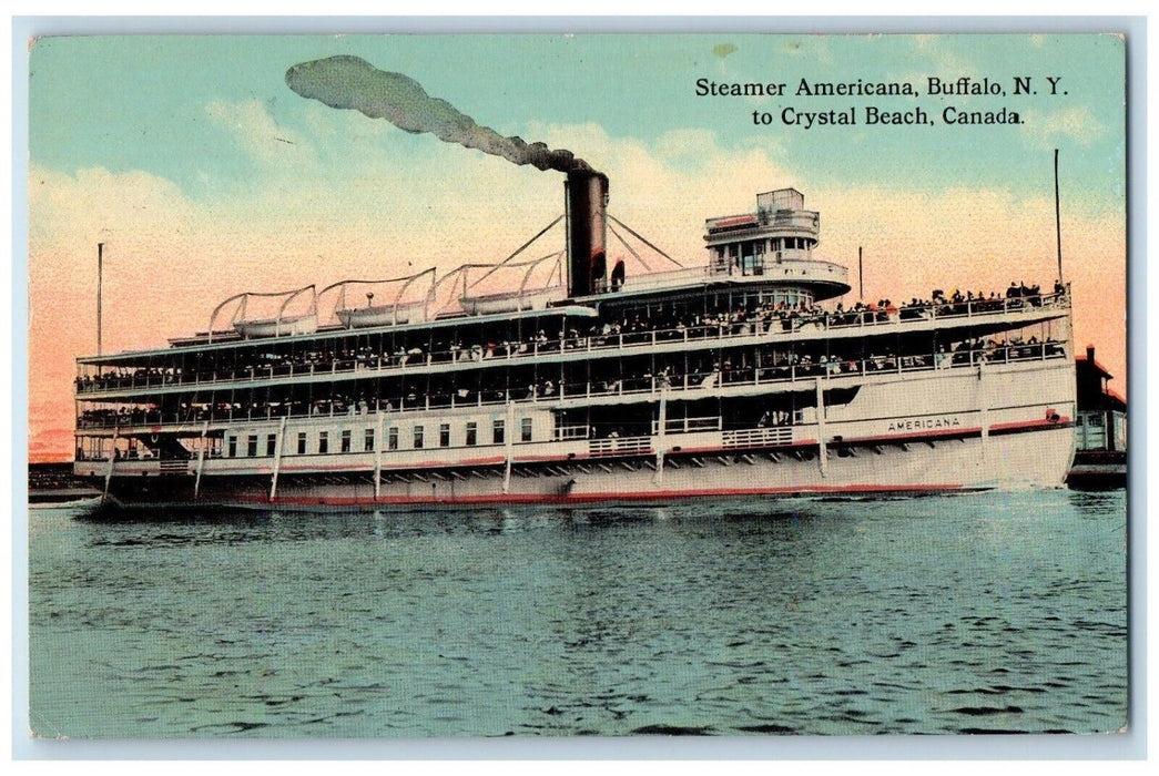 c1910's Steamer American Buffalo NY To Crystal Beach Canada Antique Postcard