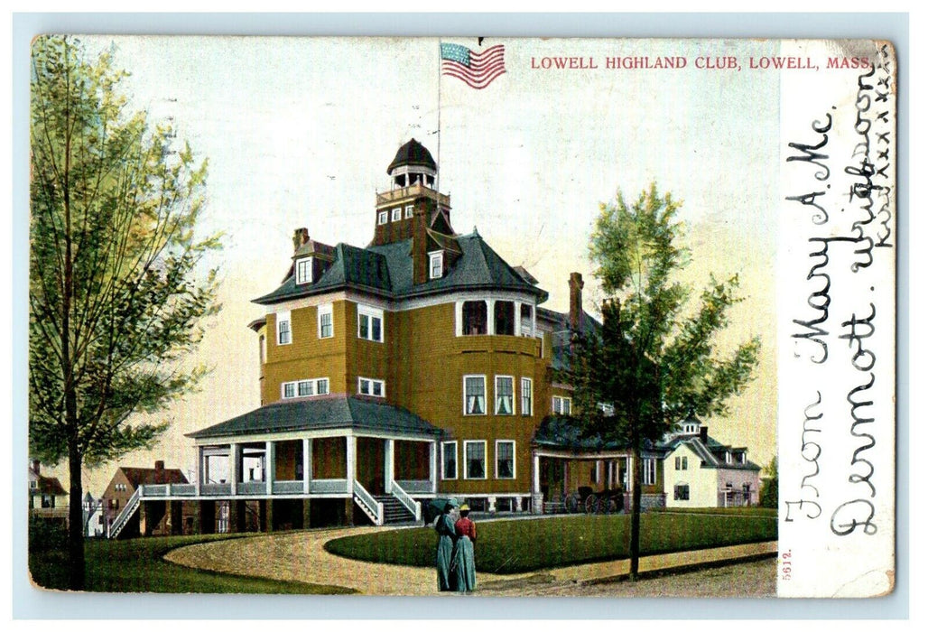 1906 Lowell Highland And Club Lowell Massachusetts MA Posted Antique Postcard