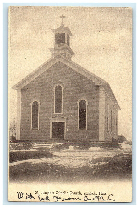 c1907 St. Joseph Catholic Church, Ipswich, Massachusetts MA Antique Postcard