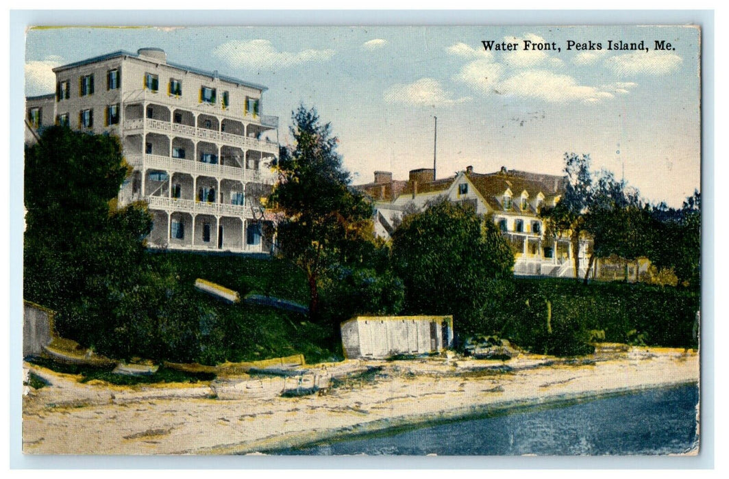 1911 Water Front, Peaks Island, Casco Bay Maine ME Antique Posted Postcard