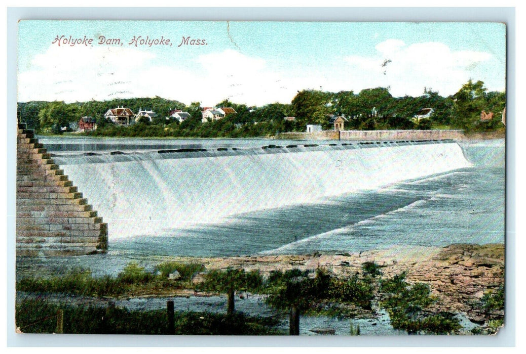 c1908 Holyoke Dam, Holyoke, Massachusetts MA Posted Postcard