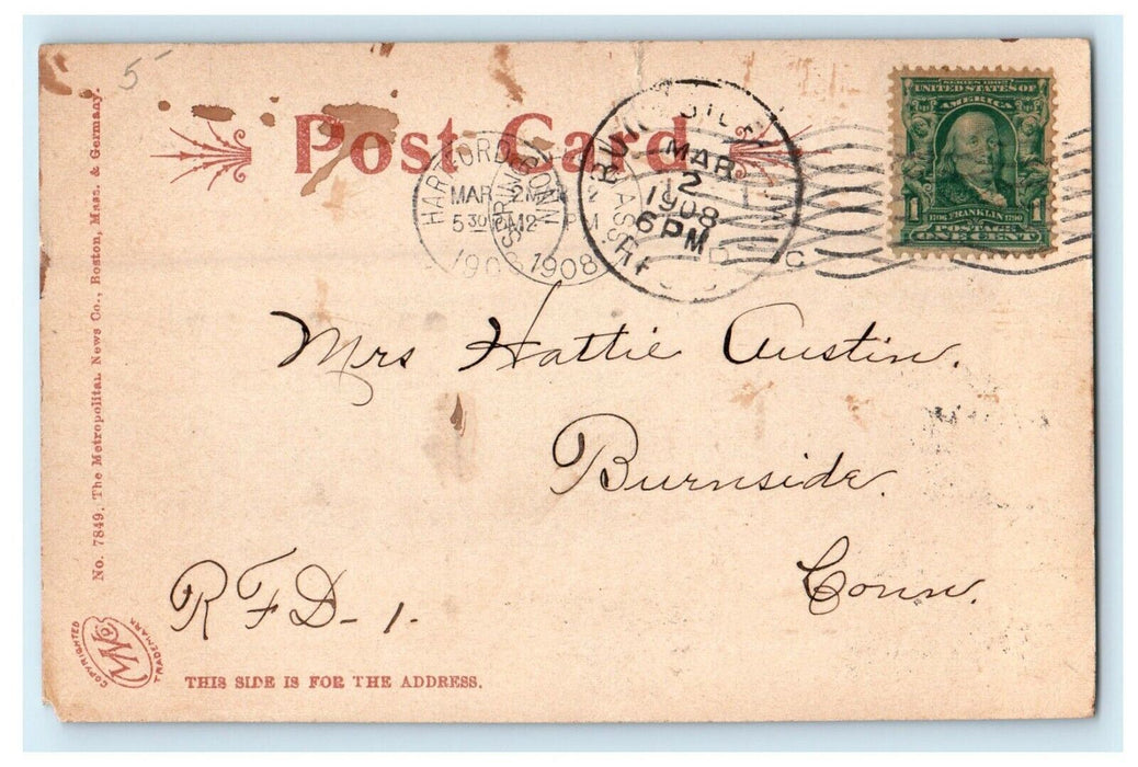 c1908 Holyoke Dam, Holyoke, Massachusetts MA Posted Postcard