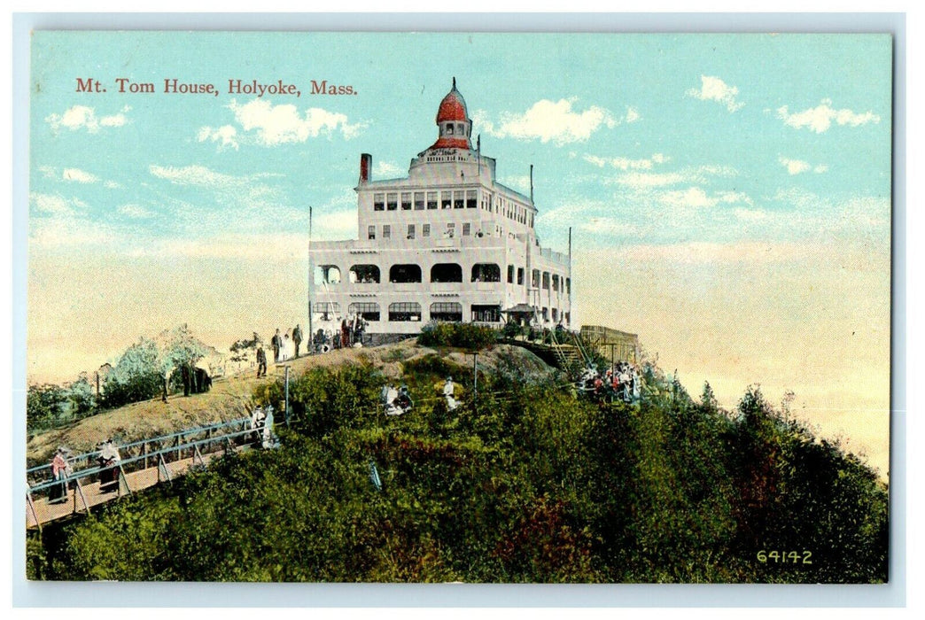 c1909 Crowded Mount Tom House, Holyoke, Massachusetts MA Postcard
