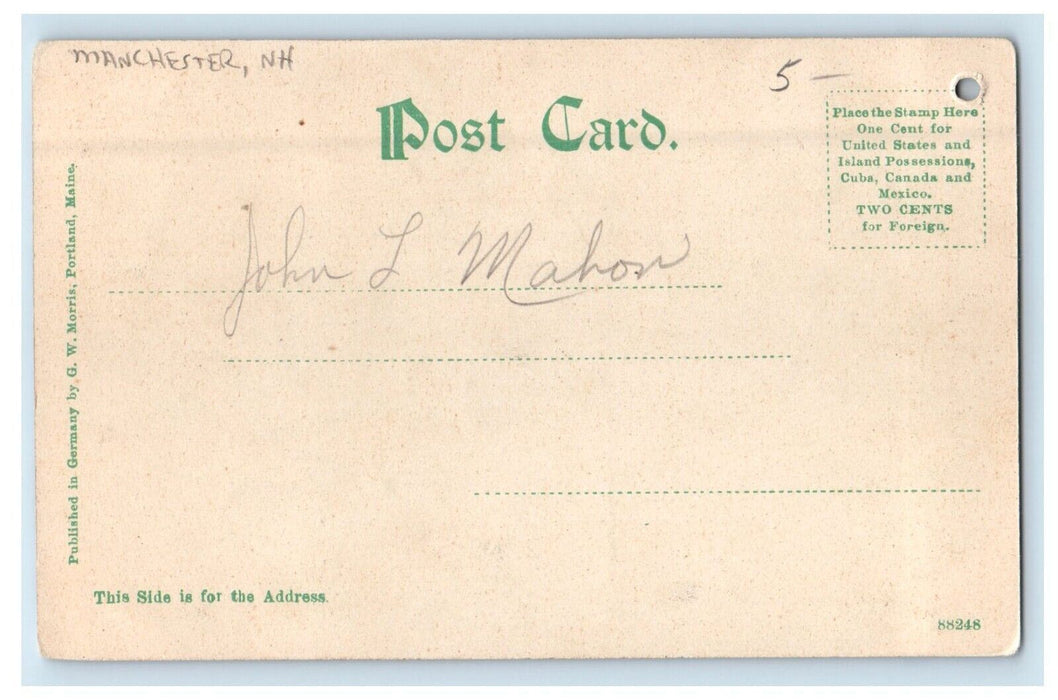 c1905 Amskeag Falls And Covered Bridge Manchester New Hampshire NH Postcard