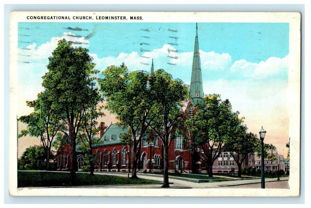 1935 The Congregational Church Leominster Massachusetts MA Vintage Postcard
