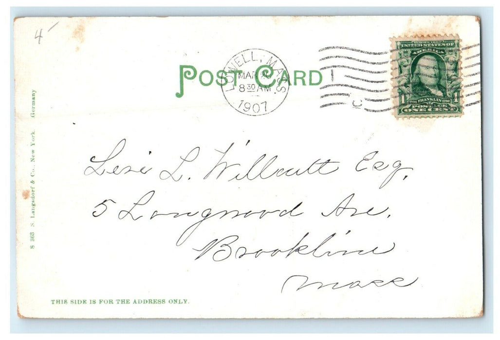 1907 Textile School Building Along Street Lowell Massachusetts MA Postcard