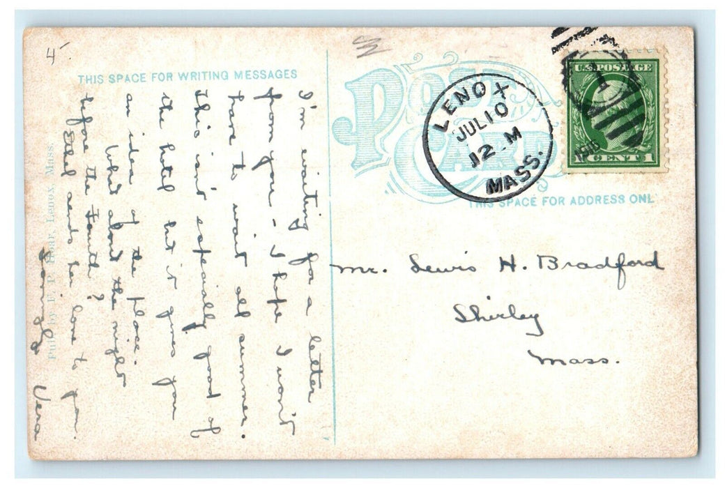 1915 The Aspinwall View Lenox Massachusetts MA Posted Antique Postcard