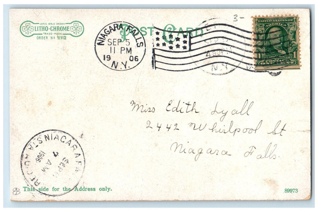 1906 Boat Scene, Outlet of Silver Lake New York NY Niagara Falls NY Postcard