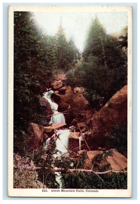1914 View Of Green Mountain Falls Palisade Colorado CO, Waterfalls Postcard