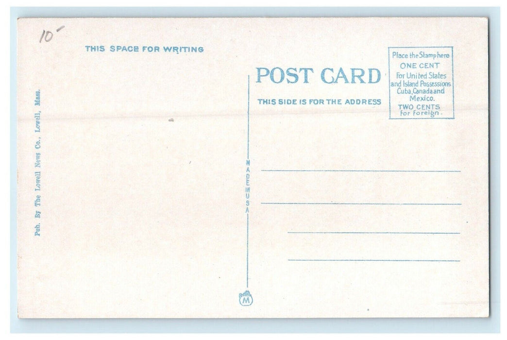 c1920's Junction Of Prescott And Central Cars Lowell Massachusetts MA Postcard