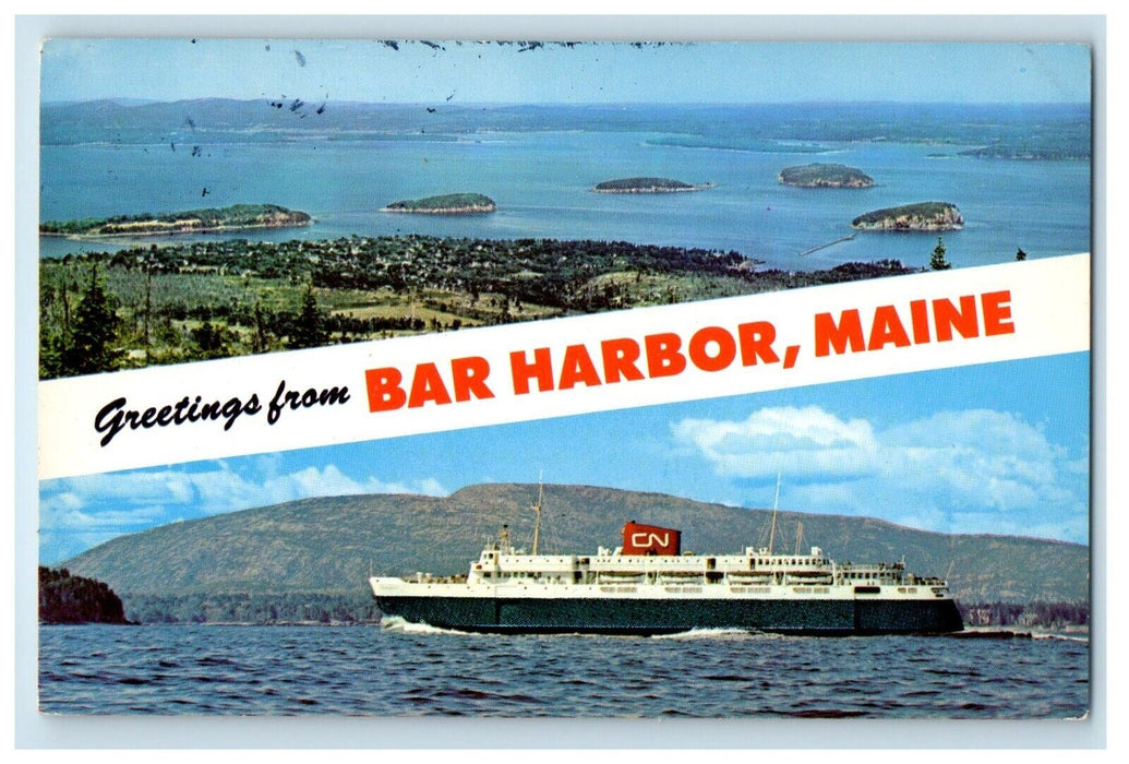 1970 Greetings From Bar Harbor Maine ME, Bluenose Porcupine View Postcard