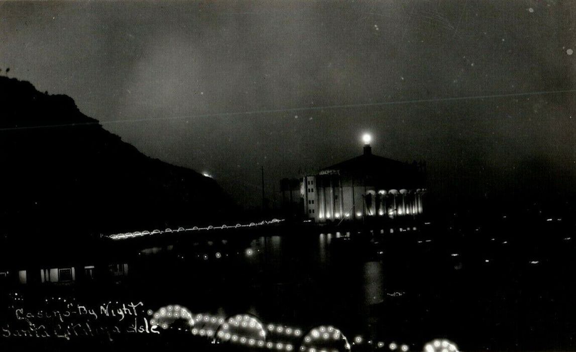 c1940's Casino by Night Catalina Island California CA RPPC Photo Postcard