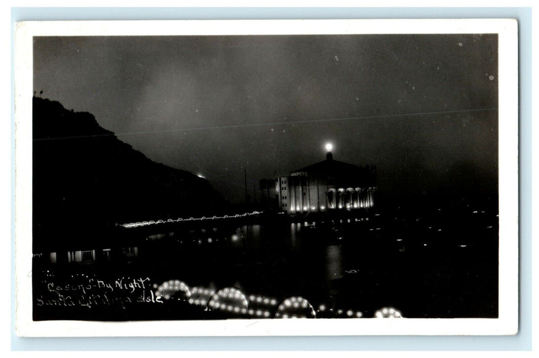 c1940's Casino by Night Catalina Island California CA RPPC Photo Postcard