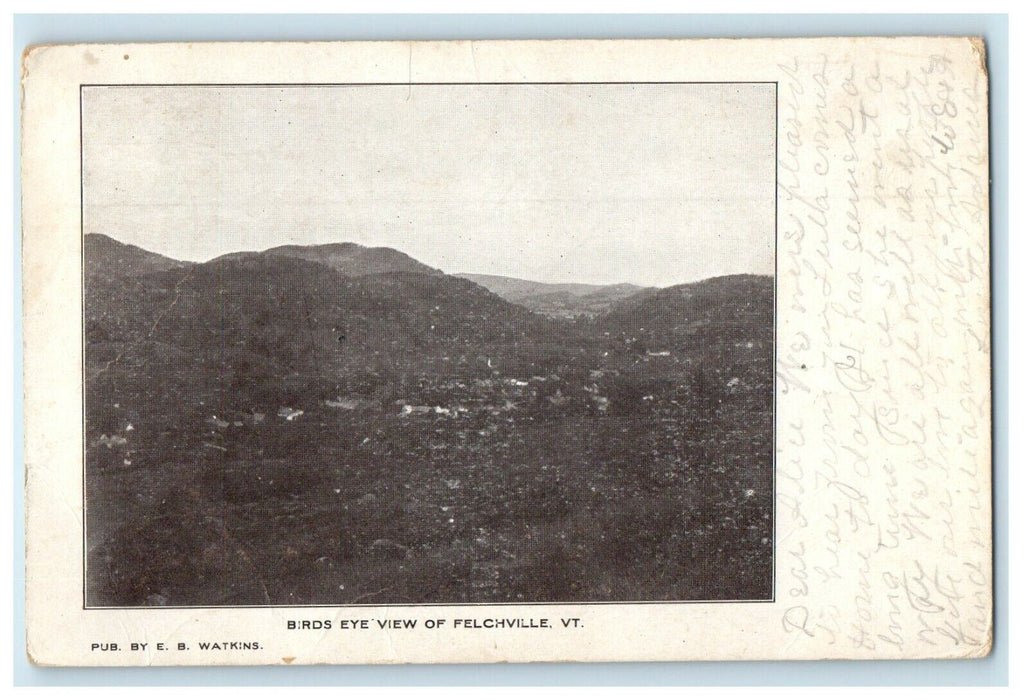 1909 Bird's Eye View Of Felchville Vermont VT Posted Antique Postcard