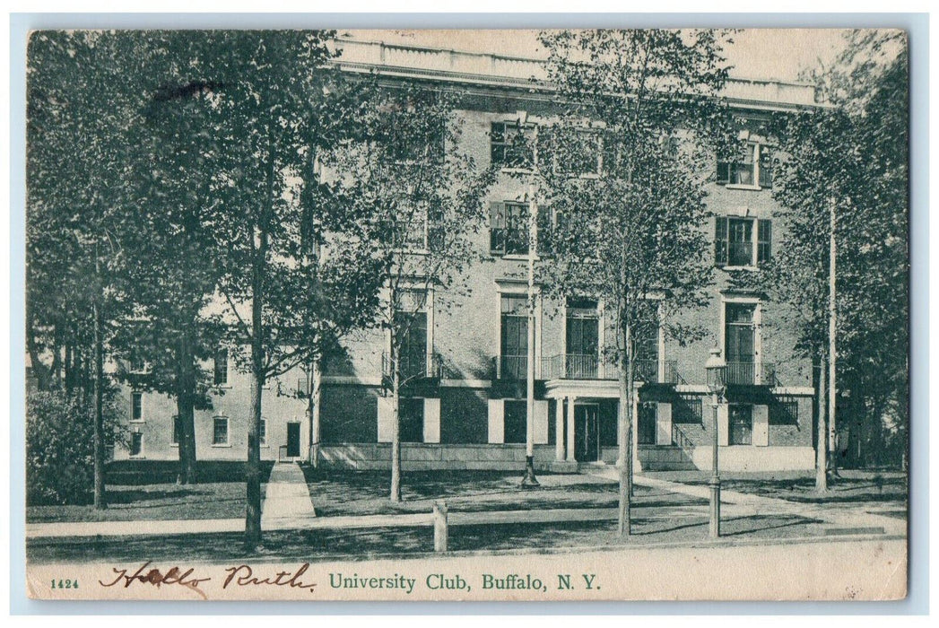 1906 Trees, Entrance View, University Club Buffalo New York NY Antique Postcard