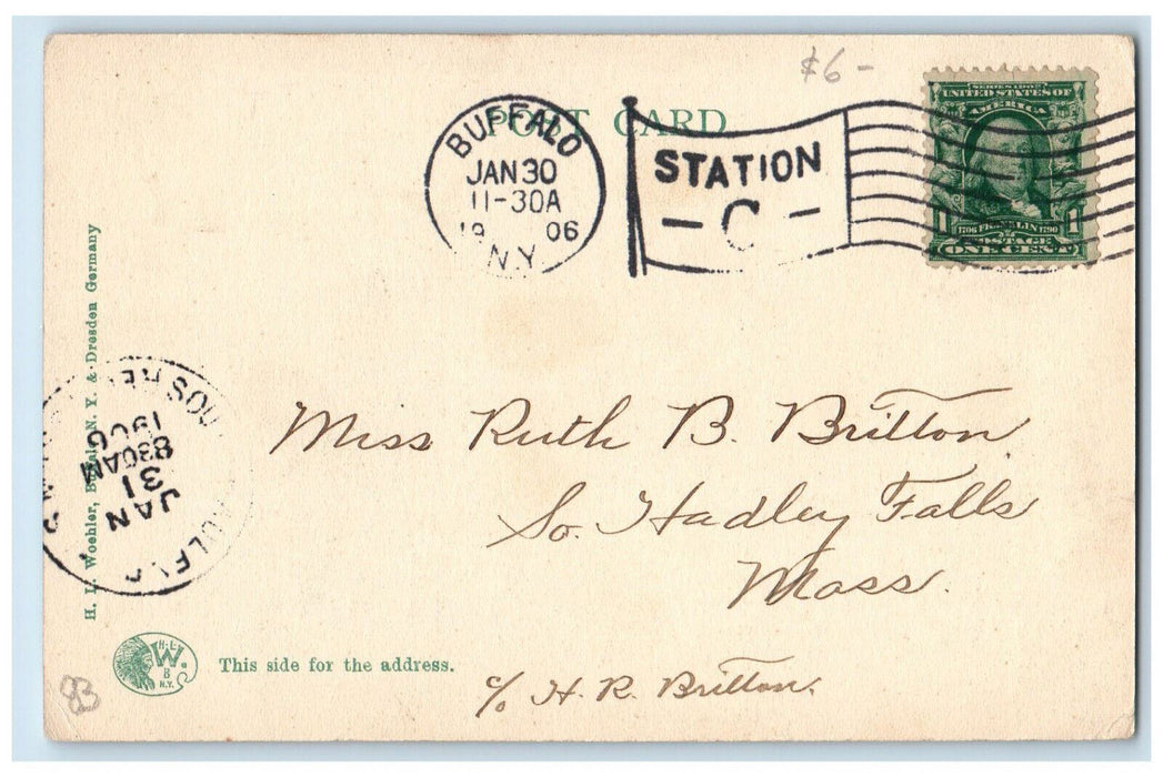 1906 Trees, Entrance View, University Club Buffalo New York NY Antique Postcard