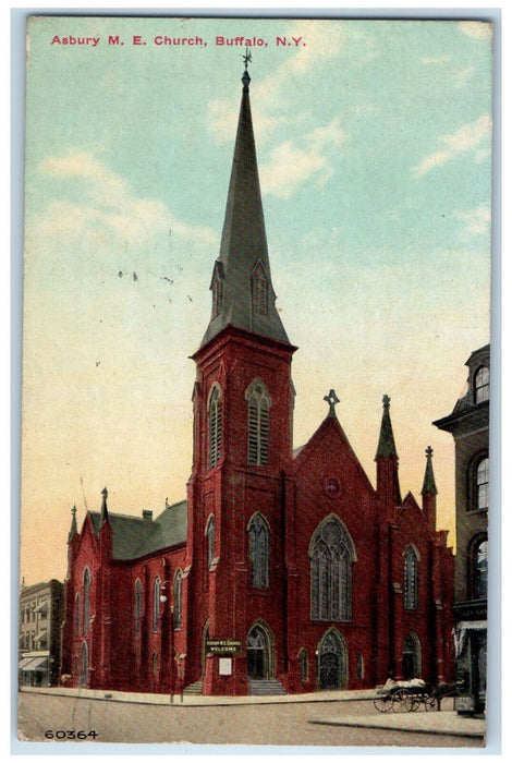 1911 Asbury M.E. Church Buffalo New York NY Posted Antique Postcard