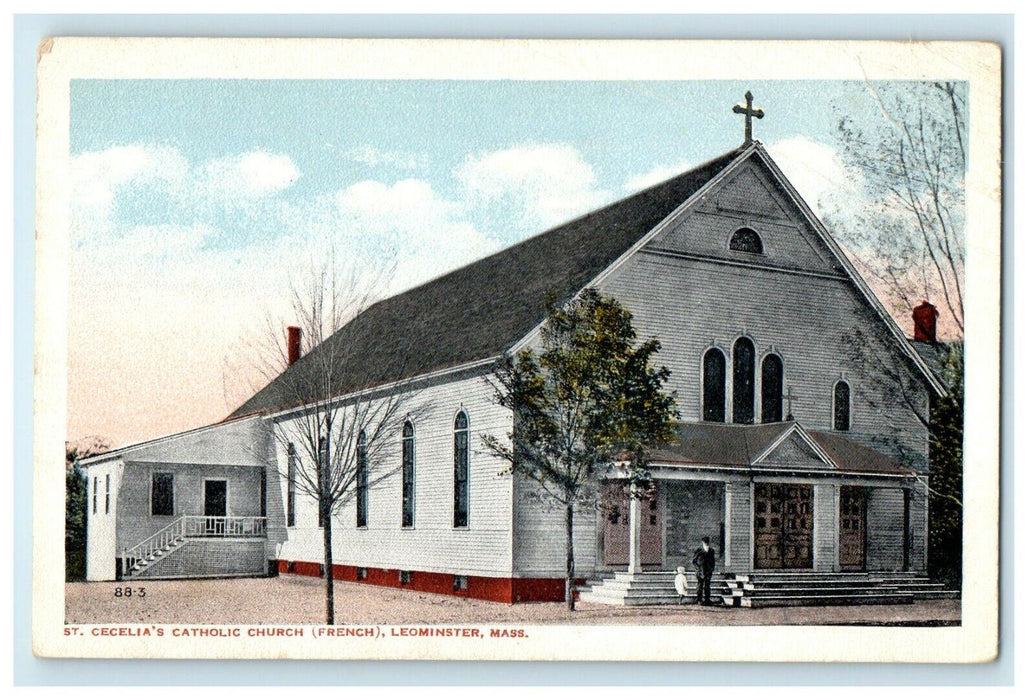 c1910 St. Cecelia's Catholic Church Leominster Massachusetts MA Antique Postcard
