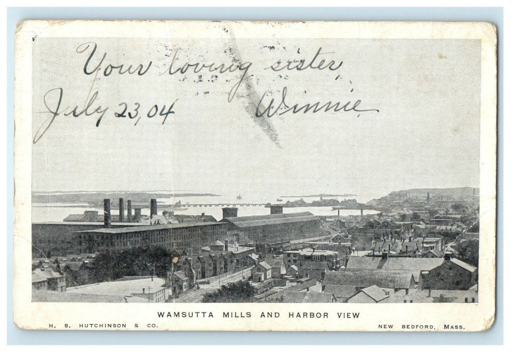 1904 Wamsutta Mills And Harbor View New Bedford Massachusetts MA Postcard