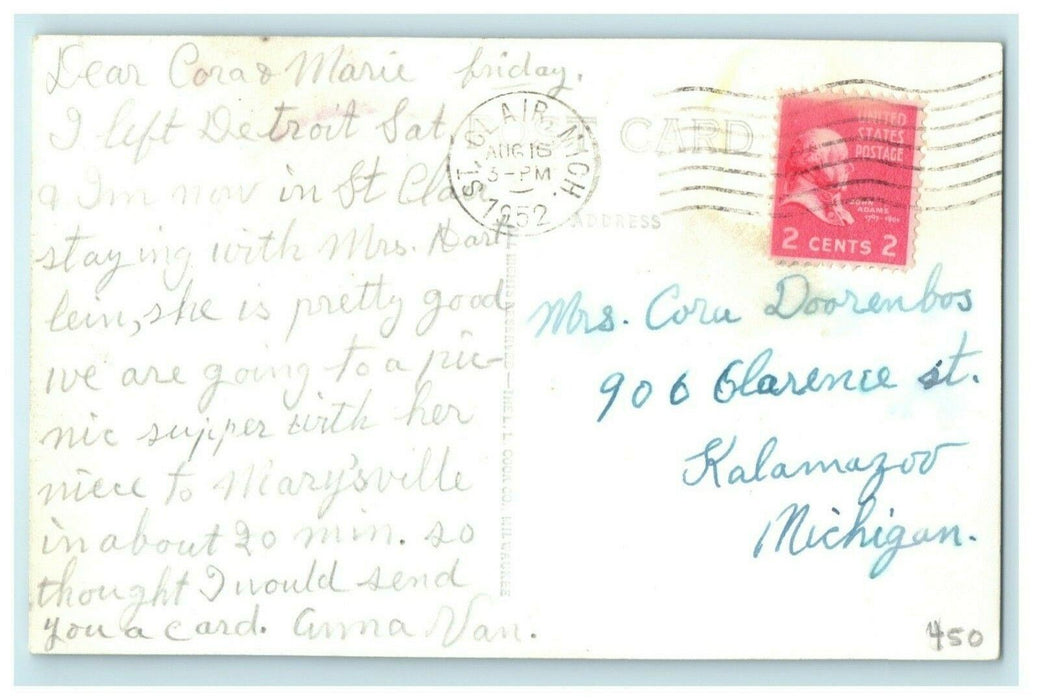 1952 St. Clair Inn Michigan MI Canada Steamship Lines Ship RPPC Photo Postcard