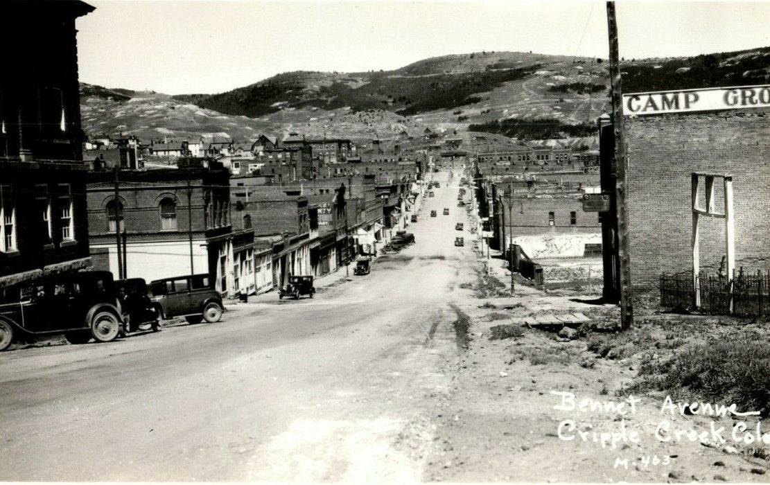 c1920's Bennett Avenue Cripple Creek Colorado CO RPPC Photo Antique Postcard
