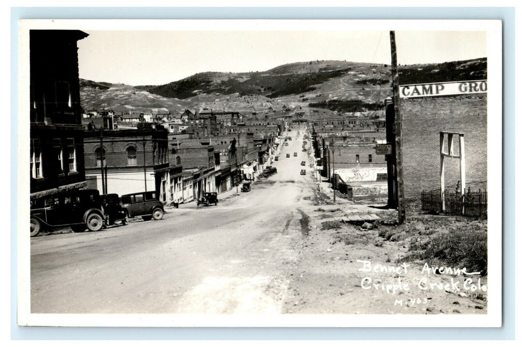 c1920's Bennett Avenue Cripple Creek Colorado CO RPPC Photo Antique Postcard