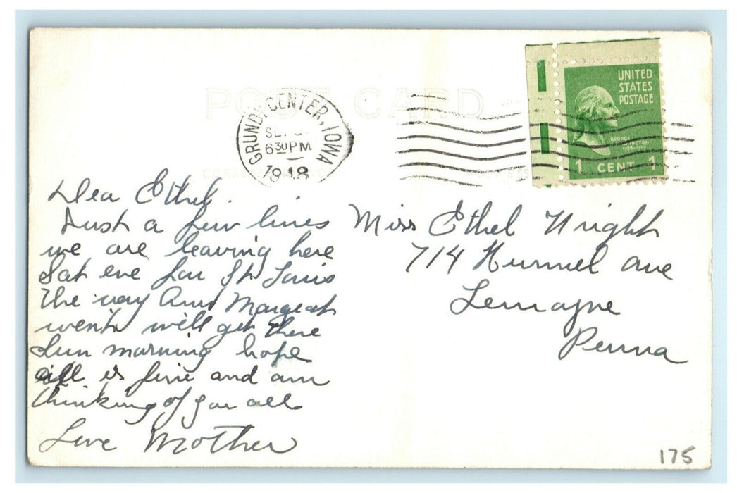 1918 Presbyterian Church Grundy Center Iowa IA Posted RPPC Photo Postcard