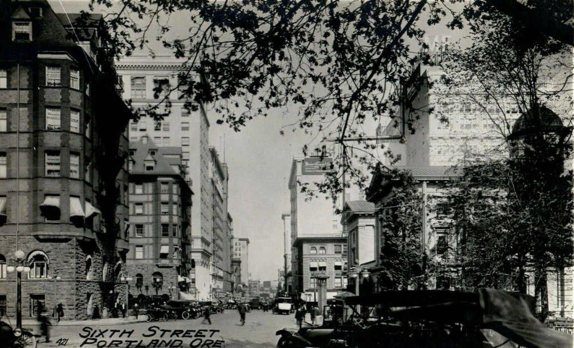 c1920's Portland Oregon OR 6th Street RPPC Photo Antique Postcard