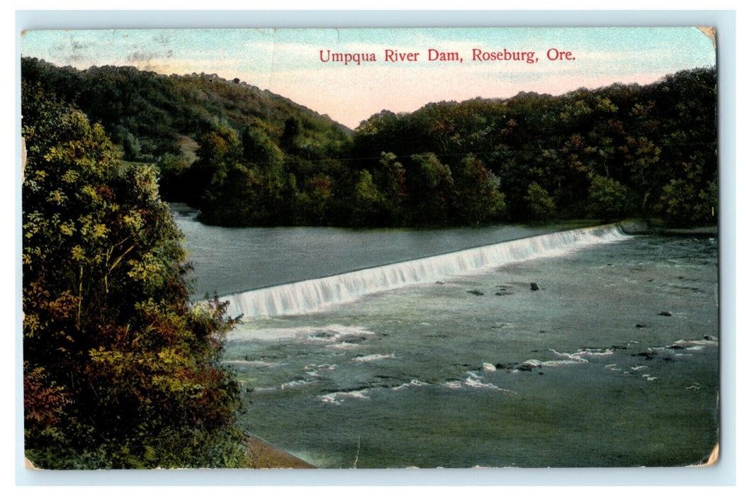 1909 Umpqua River Dam Roseburg Oregon OR No Train Posted Antique Postcard