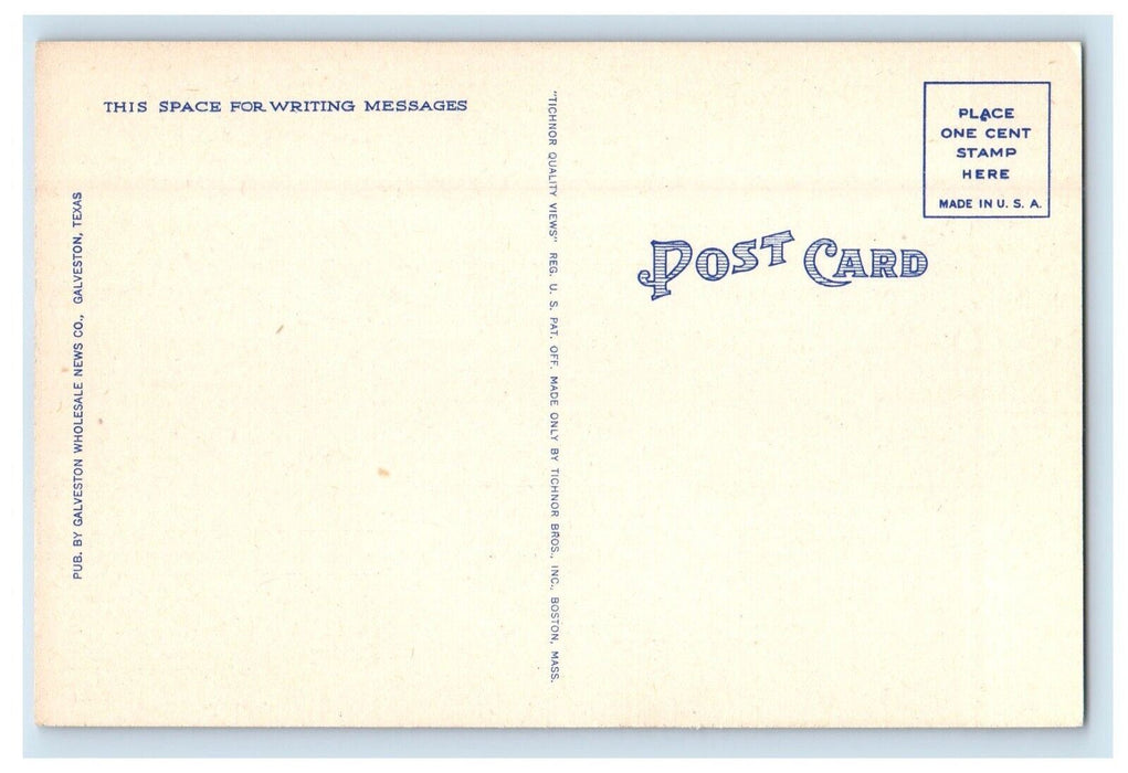 View Of Causeway Bridge Cars Galveston Texas TX Unposted Vintage Postcard