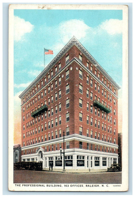 c1920s The Professional Building 163 Offices Raleigh North Carolina NC Postcard