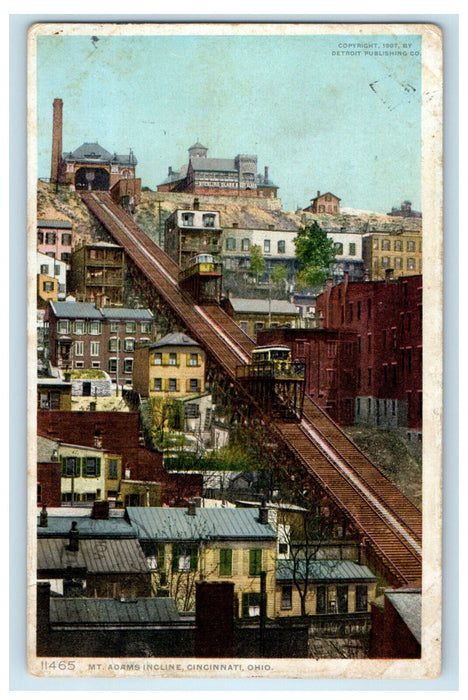 1909 Mt. Adams Incline Cincinnati Ohio OH Posted Antique Phostint Postcard