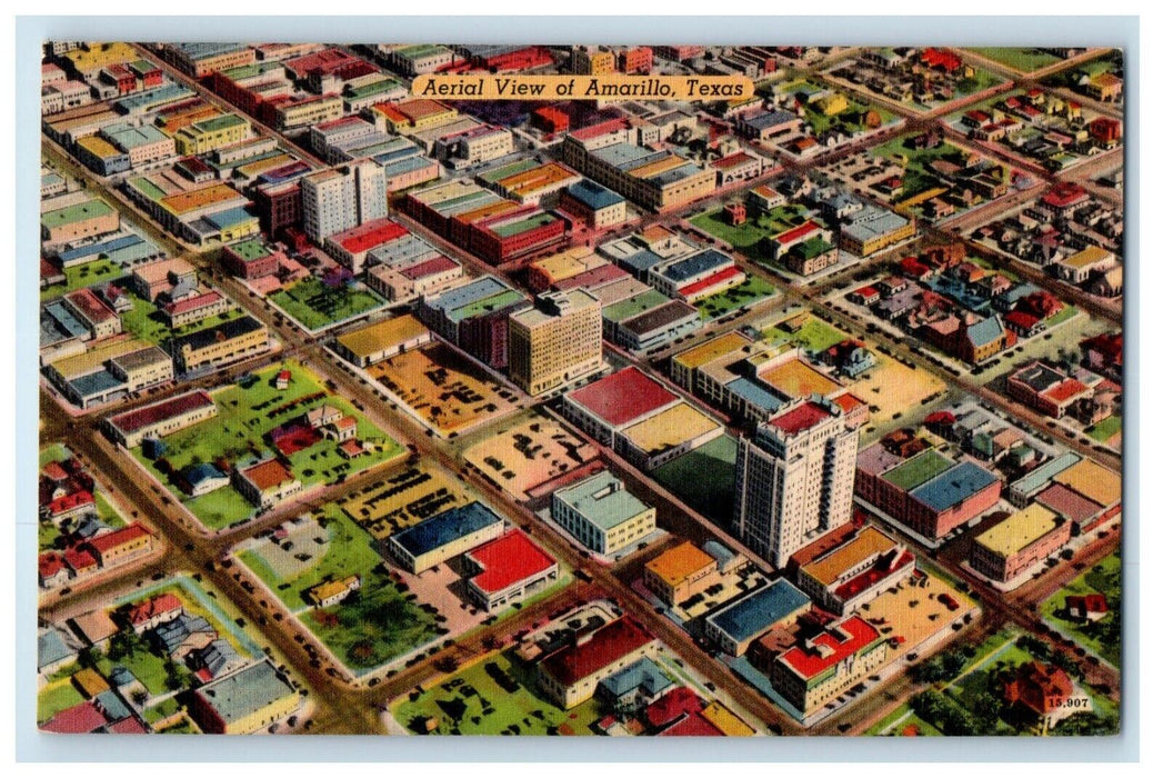 c1940's Aerial View Of Amarillo Texas TX Unposted Vintage Postcard