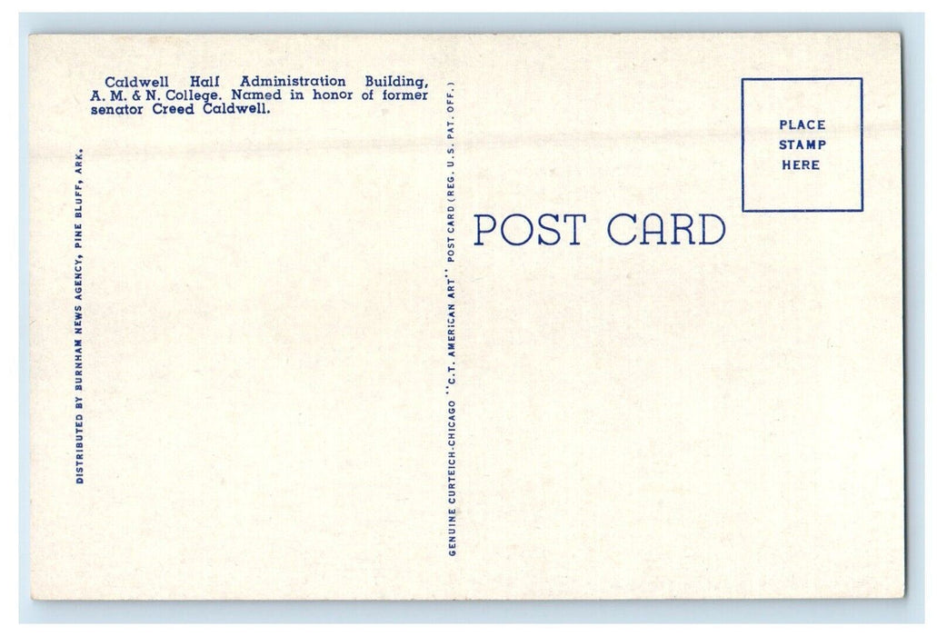 Caldwell Hall Administration Building A.M. & N. College Pine Bluff AR Postcard