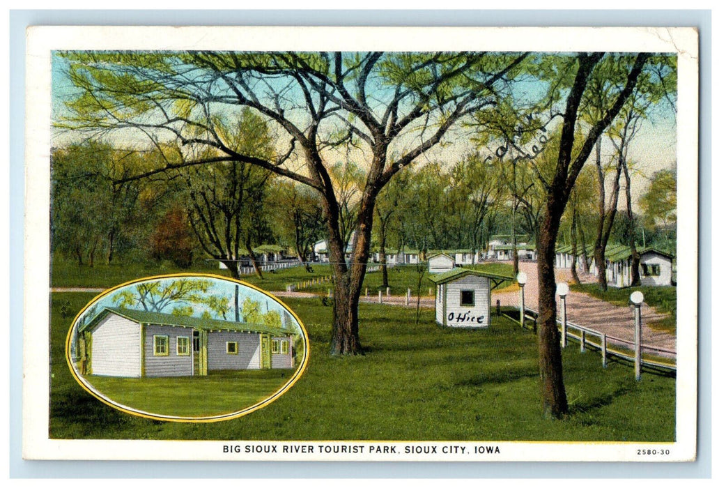 1933 Big Sioux River Tourist Park, Sioux City Iowa IA Posted Postcard