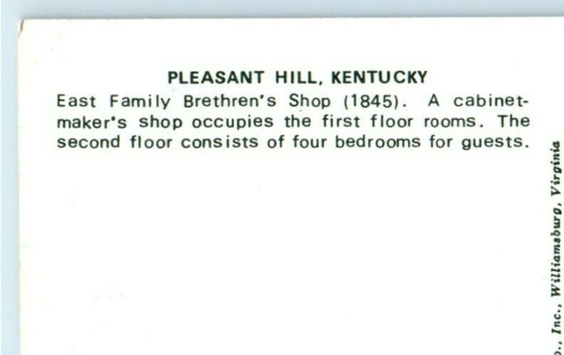 c1950's Family Brethren's Shop Cabinet Maker Pleasant Hill Kentucky KY Postcard