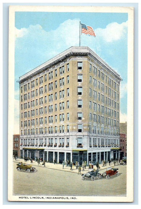 c1920 US Flag on Top, Hotel Lincoln Indianapolis Indiana IN Unposted Postcard