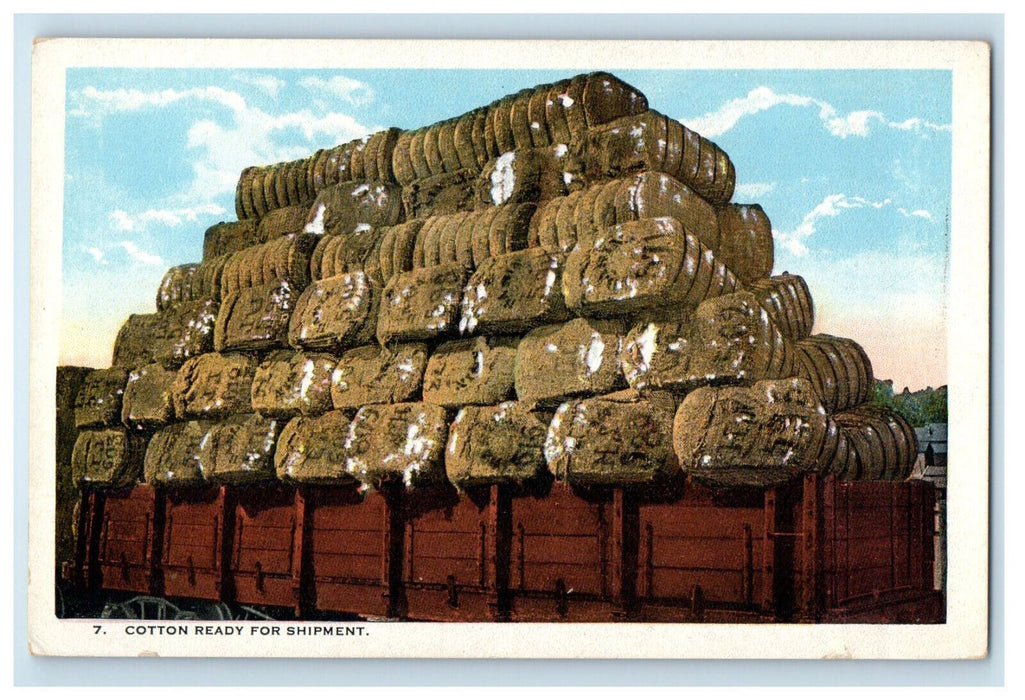 c1920s Wagon Loaded with Cotton Ready for Shipment Unposted Postcard