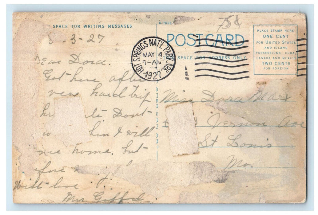 1927 Big Joe at the Alligator Park, Hot Springs Arkansas AR Posted Postcard